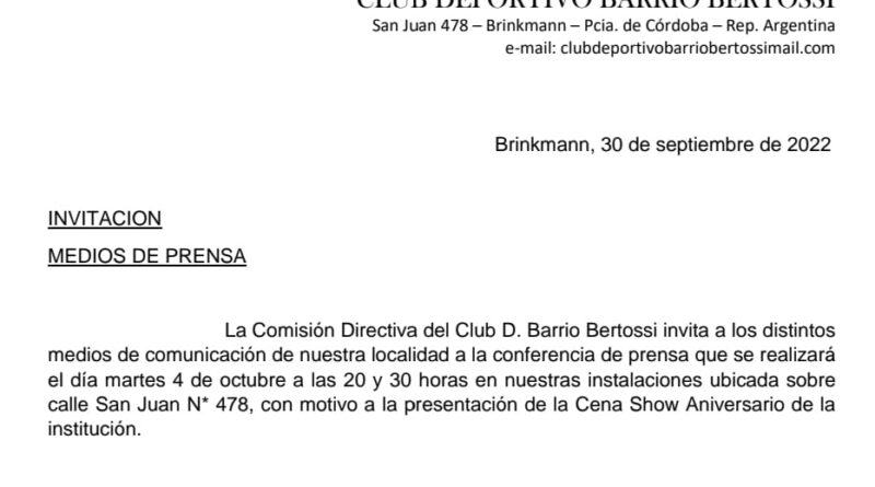 Club Deportivo Barrio Bertossi y su Cena Show Aniversario
